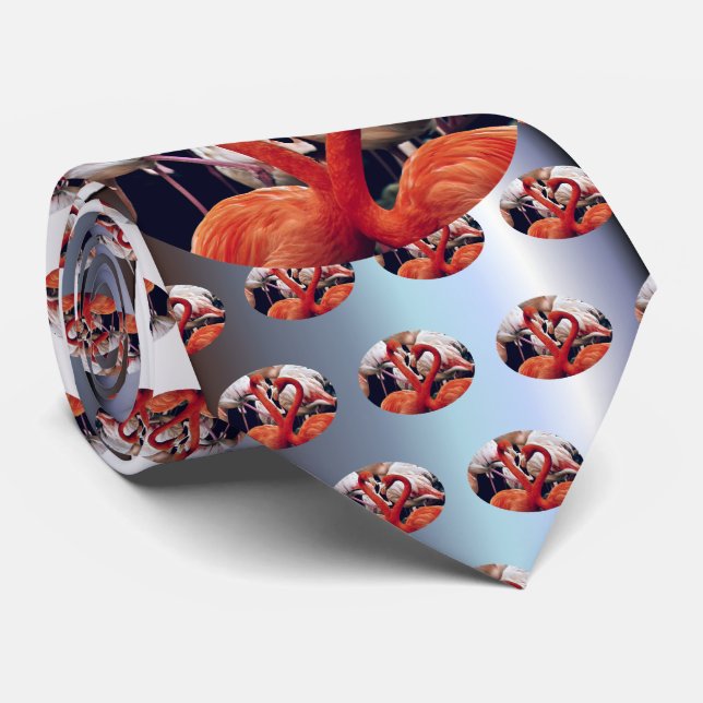 Pink Flamingo in Nature Tie (Rolled)