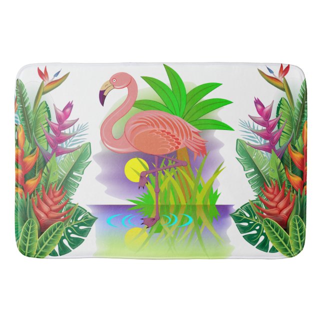 Pink Flamingo In Paradise Bath Mat (Front)