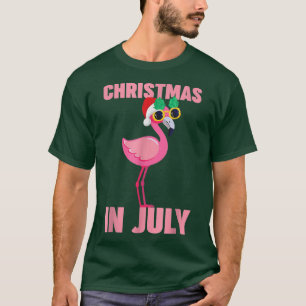 Pink Flamingo In Santa Hat Christmas In July 816 T-Shirt