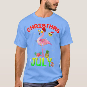 Pink Flamingo in Santa Hat Christmas In July Girl T-Shirt