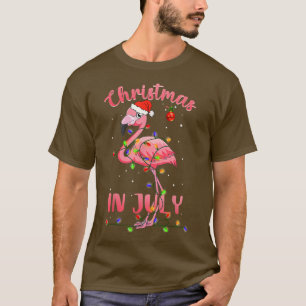 Pink Flamingo In Santa Hat Christmas In July Girl  T-Shirt