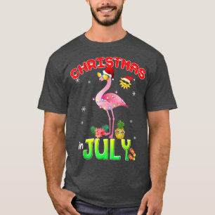 Pink Flamingo in Santa Hat Christmas In July Girl T-Shirt
