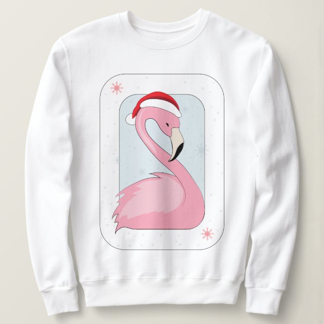Pink Flamingo in Santa Hat Sweatshirt (Design Front)