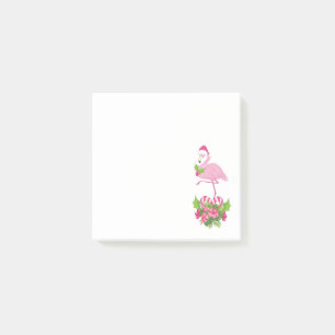 Pink Flamingo in Santa Hat Whimsical Christmas Post-it Notes