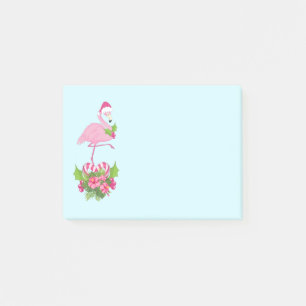 Pink Flamingo in Santa Hat Whimsical Christmas Post-it Notes