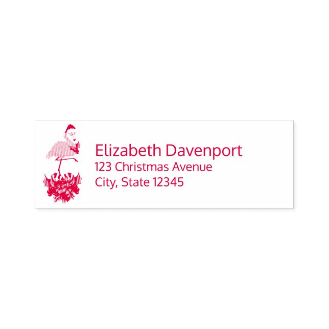 Pink Flamingo in Santa Hat Whimsical Christmas Self-inking Stamp (Design)