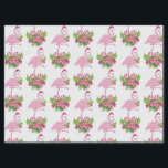 Pink Flamingo in Santa Hat Whimsical Christmas Tissue Paper<br><div class="desc">Patterned tissue paper with a tropical themed Christmas flamingo wearing a pink santa hat. Underneath its feet is a candy cane bouquet with pretty tropical flowers and pink berries. A sprig of holly on its chest.</div>