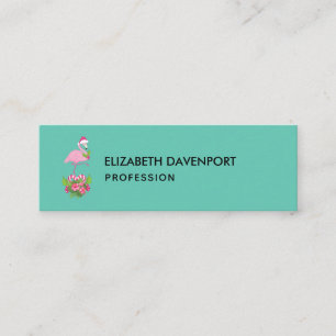 Pink Flamingo in Santa Hat with Candy Cane Bouquet Mini Business Card