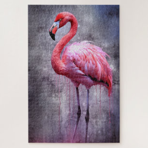 Pink flamingo ink painting puzzle