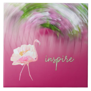 Pink Flamingo Inspirational Saying Inspire Quote Tile