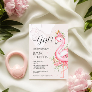 Pink Flamingo It's a Girl Baby Shower Invitation