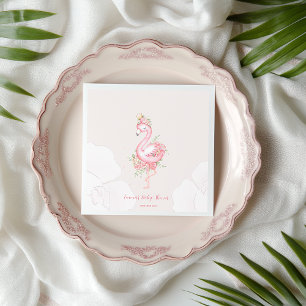 Pink Flamingo It's a Girl Baby Shower  Napkin