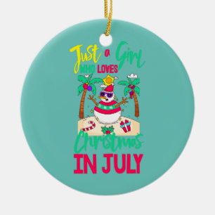 Pink Flamingo Just A Girl Who Loves Christmas In Ceramic Tree Decoration