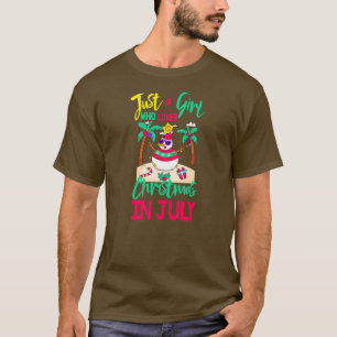 Pink Flamingo Just A Girl Who Loves Christmas In T-Shirt