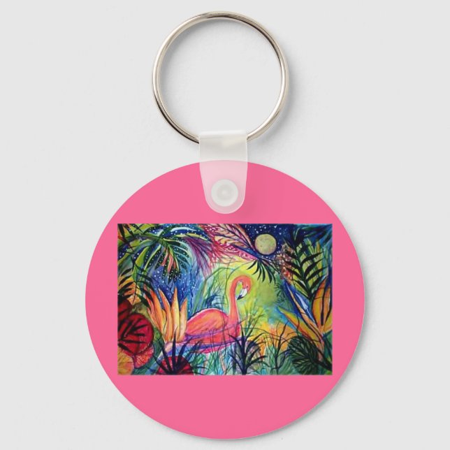 Pink Flamingo Key Ring (Front)