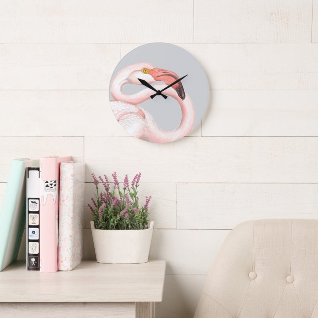 Pink Flamingo Large Clock (Reading Room)