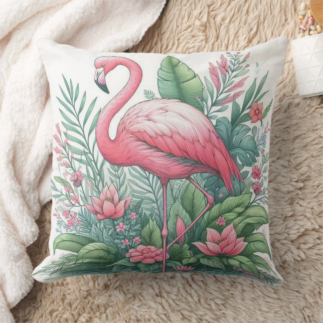 Pink Flamingo large Cushion (Blanket)