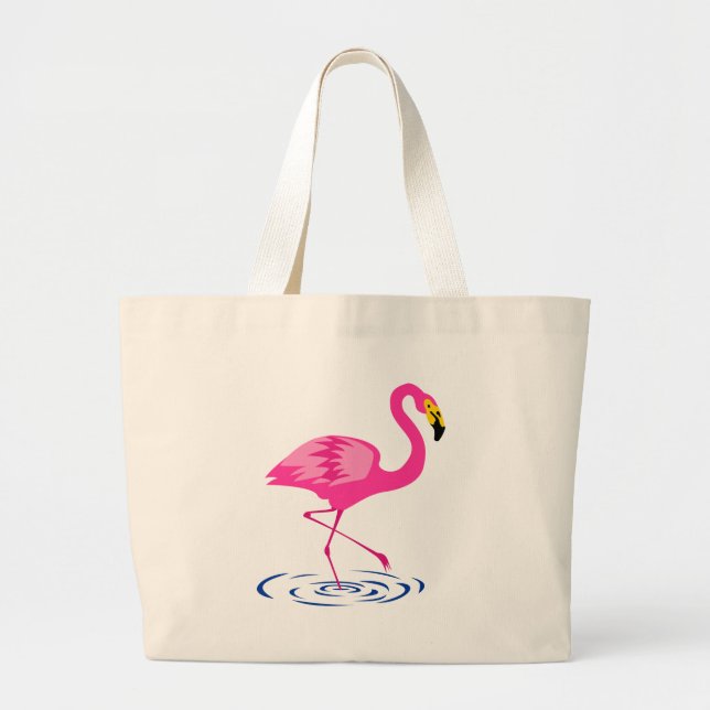 Pink Flamingo Large Tote Bag (Front)