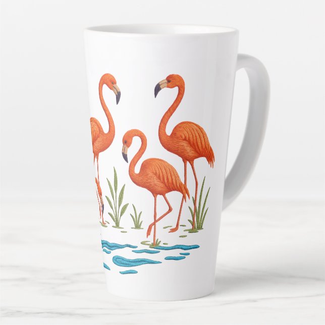 Pink flamingo latte mug (Right Angle)