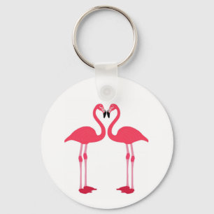 Pink Flamingo Love Birds Key Ring