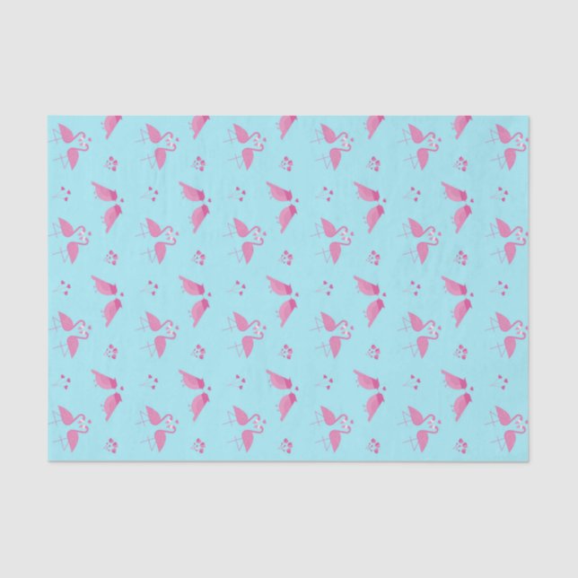 Pink Flamingo Love Birds Pattern Valentine's Day Tissue Paper (Front)