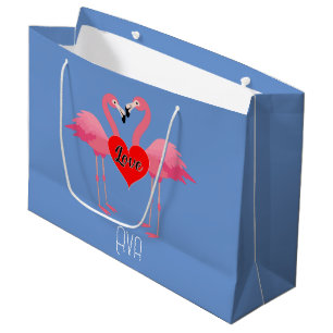 Pink Flamingo Love Design - Gift Bag - Large