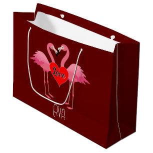 Pink Flamingo Love Design - Gift Bag - Large