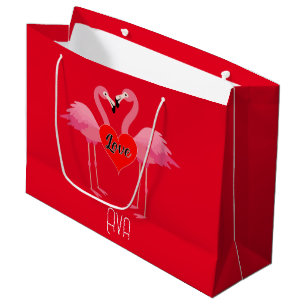 Pink Flamingo Love Design - Gift Bag - Large