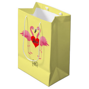 Pink Flamingo Love Design - Gift Bag - Medium