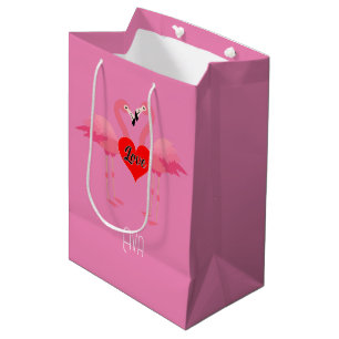 Pink Flamingo Love Design - Gift Bag - Medium