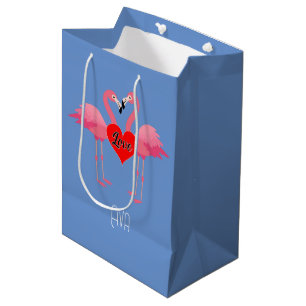 Pink Flamingo Love Design - Gift Bag - Medium