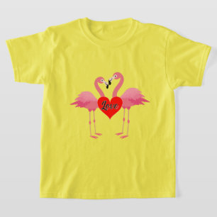 Pink Flamingo Love Design - Girls' Basic T-Shirt