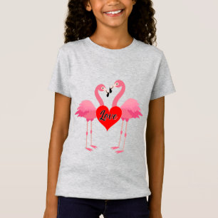 Pink Flamingo Love Design - Girls' Fine Jersey T-S T-Shirt