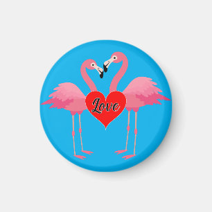 Pink Flamingo Love Design - Magnet: Circle Magnet