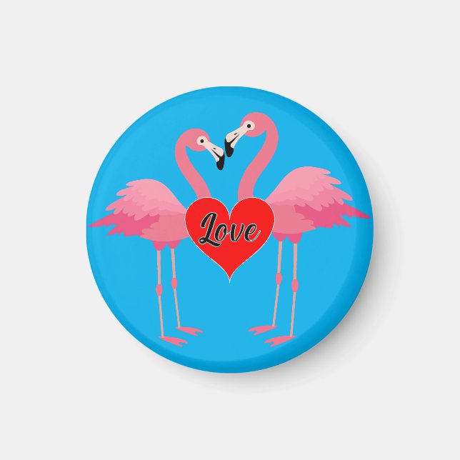 Pink Flamingo Love Design - Magnet: Circle Magnet (Front)