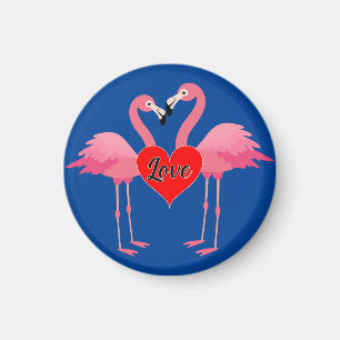 Pink Flamingo Love Design - Magnet: Circle Magnet