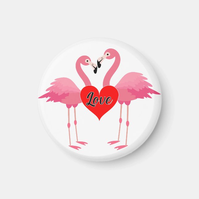 Pink Flamingo Love Design - Magnet: Circle Magnet (Front)