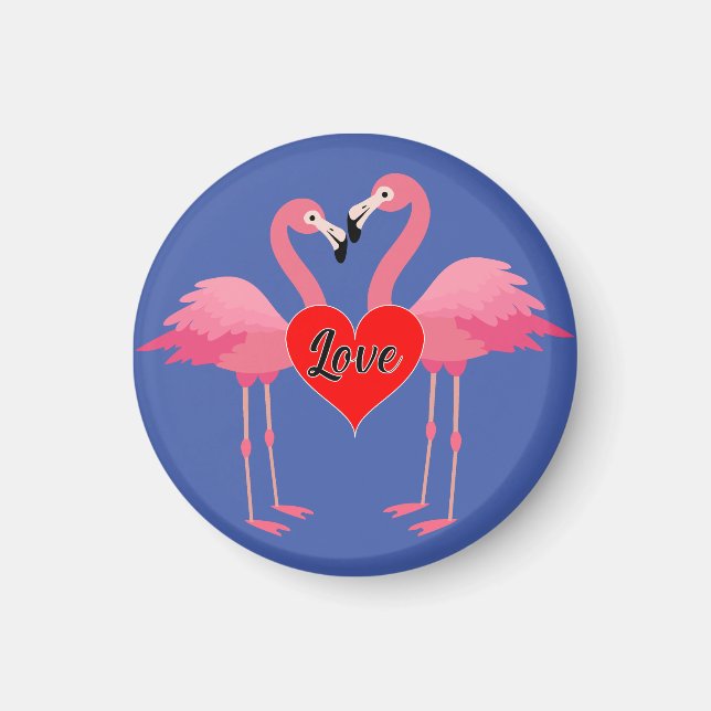 Pink Flamingo Love Design - Magnet: Circle Magnet (Front)