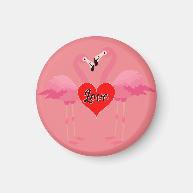 Pink Flamingo Love Design - Magnet: Circle Magnet (Front)