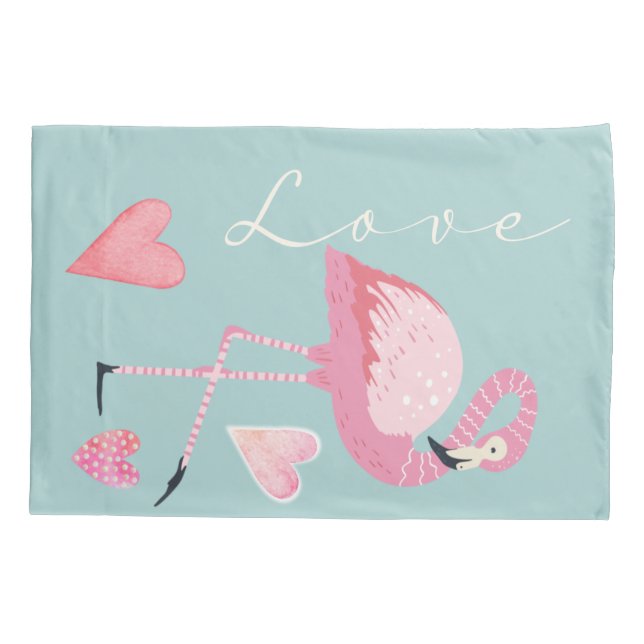 Pink Flamingo Love Pillowcase (Back)