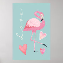 Pink Flamingo Love Poster