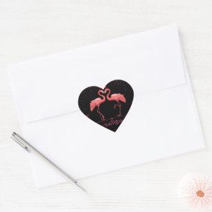 Pink Flamingo Love - Valentine Be Heart Sticker