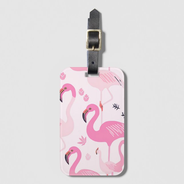 Pink Flamingo Luggage Tag (Front Vertical)