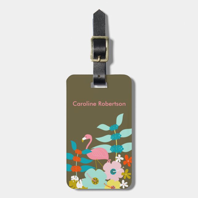 Pink Flamingo Luggage Tag (Front Vertical)