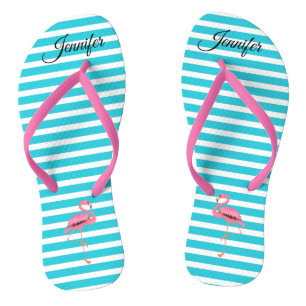 Pink Flamingo Marine and White Stripes Jandals