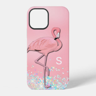 Pink Flamingo Monogrammed iPhone 12 Case