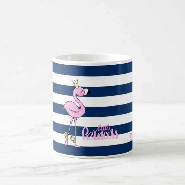 Pink Flamingo,Navy Blue Stripes,Little Princess Coffee Mug (Center)