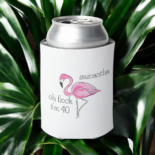 Pink Flamingo Oh Flock I'm 30 Birthday Custom Can Cooler