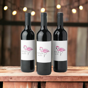 Pink Flamingo Oh Flock I'm 50 Can Wine Label