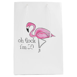 Pink Flamingo Oh Flock I'm 50 Medium Gift Bag